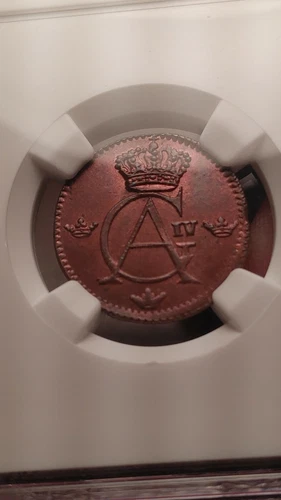 1802 Sweden 1/12 Skilling NGC MS65 RB  Glowing Gem Surfaces               *1315*