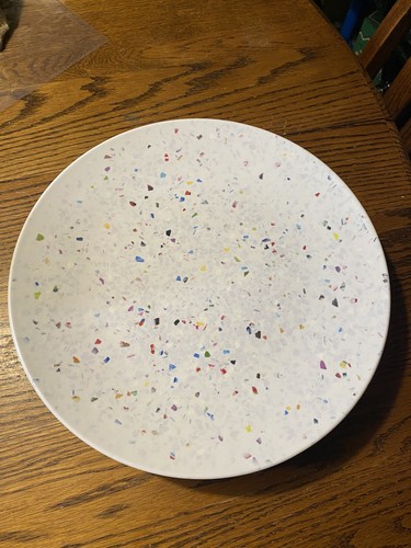 (6) Zak Designs White Confetti  Dinner Plates Set of 6 - Picture 2 of 4