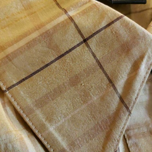 Vtg Ellen Tracy Womens Button Down Silk Blouse Shacket NYE Gold Plaid Shiny 20 - Picture 5 of 5