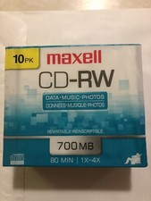 Maxell  CD-RW Discs, 700MB/80min, 4x, Silver, 10/Pack 025215623677