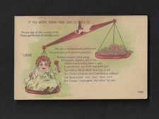 Postcard - IF YOU WERE BORN FROM SEPT. 23 to COT. 23 sign of Libra Justice scale