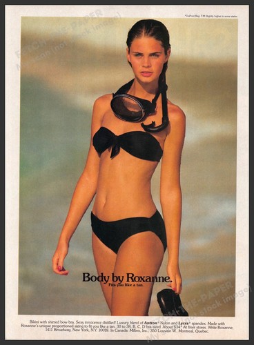 Roxanne Swimwear 1980s Print Advertisement 1982 Body Bikini Snorkel