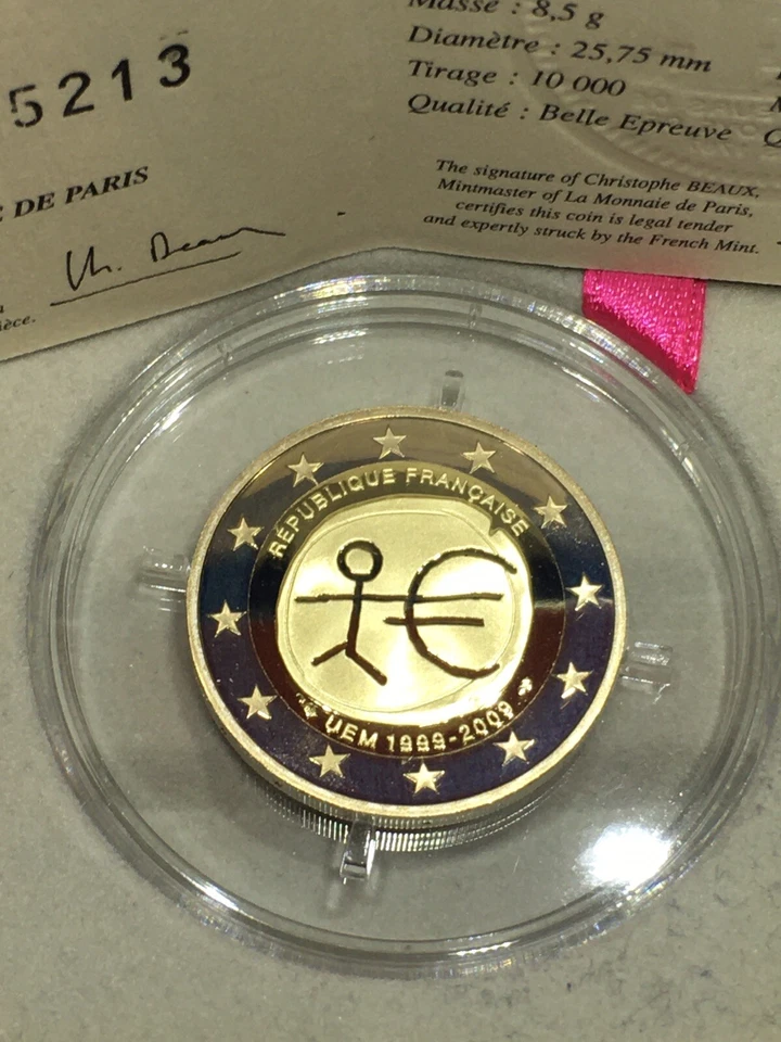 Coffret 2 Euro BE FRANCE 2009 - 10 ans de l'UEM, 2 € Commémorative Proof - Photo 2/4