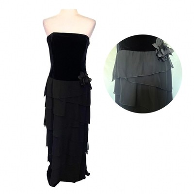 XSCAPE by Joanna Chen Whimsygoth Strapless Maxi Dress Sz 12 Witchy Velvet Tulle