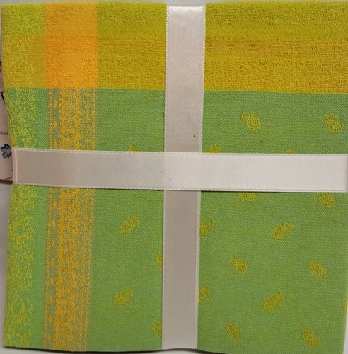 4 pk STOF France Provence Napkins 100% Cotton 19.7" X 19.7" Green Yellow Cloth - Picture 3 of 6