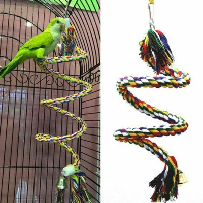 Parrot Hanging Braided Budgie Chew Rope Bird Cage Cockatiel Toy Pet Stand Swing