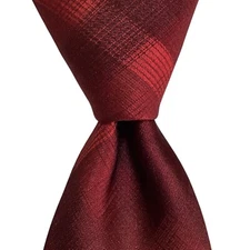 PERRY ELLIS PORTFOLIO Men's Necktie Skinny Designer PLAID Red/Burgundy NWT $55