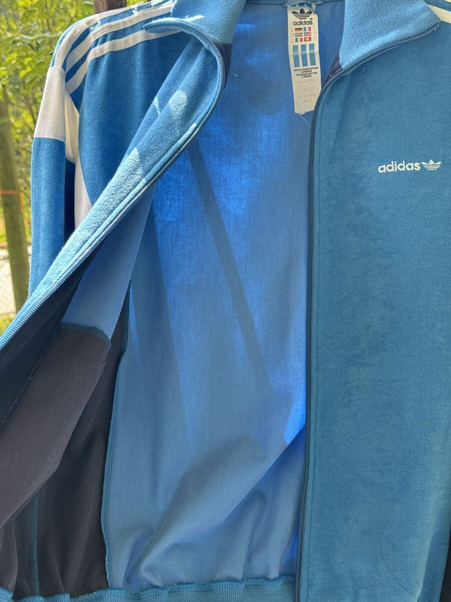 VTG 80s Velour Adidas Track Suit Jacket Only Small EUC Blue VTG 80s Velour Adidas Track Suit Jacket Only Small EUC Blue