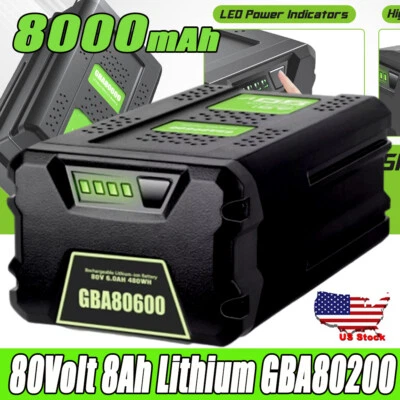 FOR GREENWORKS BATTERY GBA80600 8.0Ah For Greenworks PRO 80V Battery GBA80200 GBA80400 Replacement