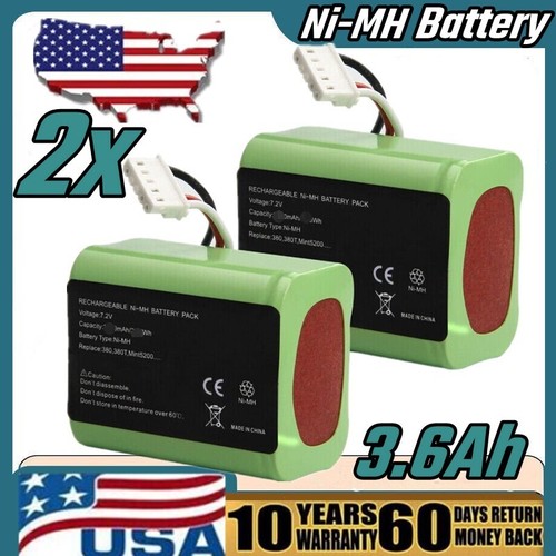 2pack Ni-MH Battery 7.2V 3600mAh for iRobot Braava 380 Braava 380T Mint 5200