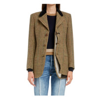 Maison Margiela Deconstructed Houndstooth Wool Blazer Lapel Jacket 4 Small New