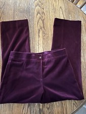 Vtg 70s Velvet Trousers Pants Sz L Plum High Waist Wide Leg 36  Custom Tailored