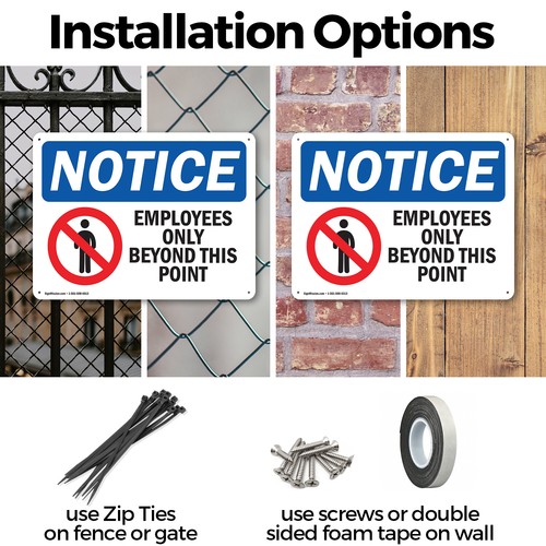 (2 Pack) Employees Only Beyond This Point OSHA Notice Sign Decal Metal Plastic - 第 3/22 張圖片