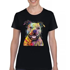 Beware of Pit Bulls T-Shirt Dean Russo Art Colorful Cute Dog Women's Tee