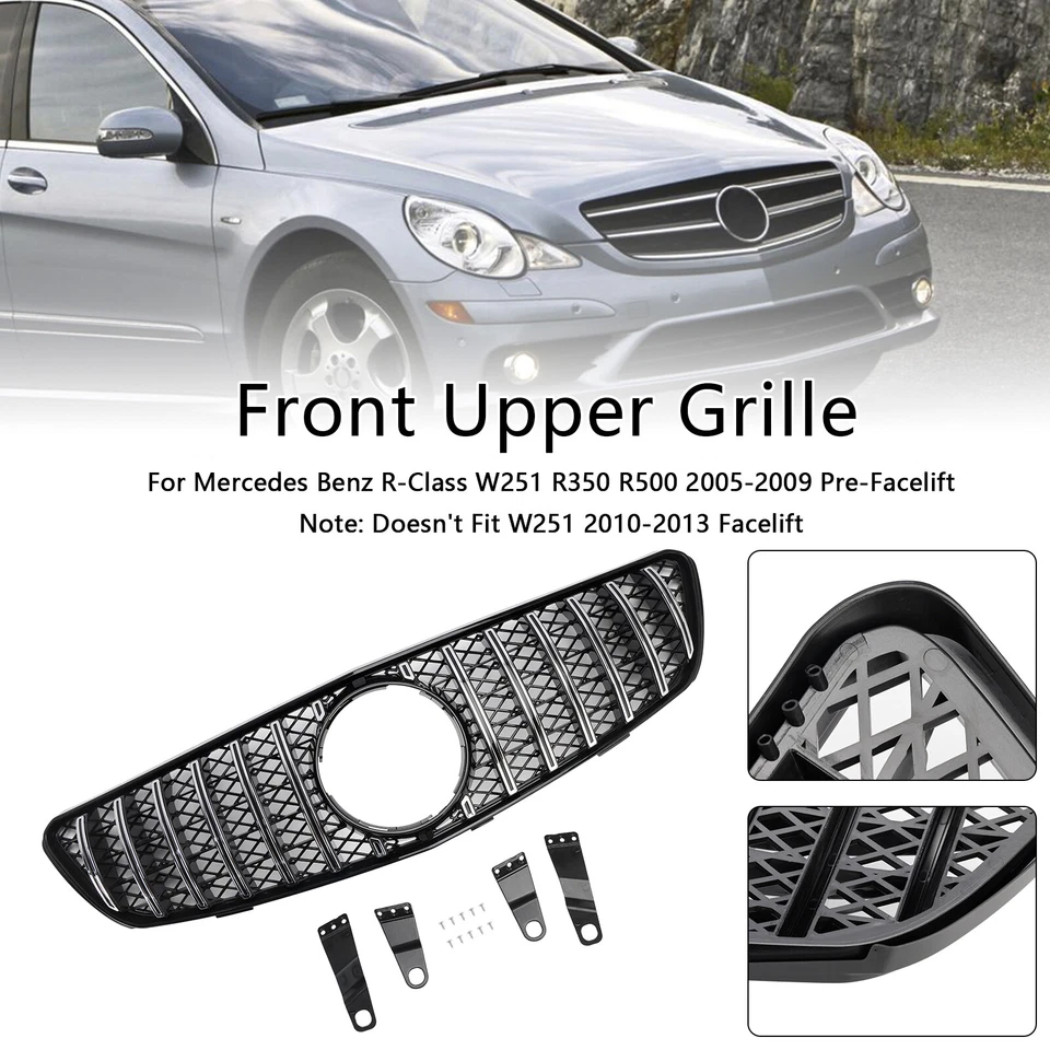 Front Bumper Grille Grill Fits Mercedes-Benz R-Class W251 R350 R500 2005-2009 Foto 3 de 4