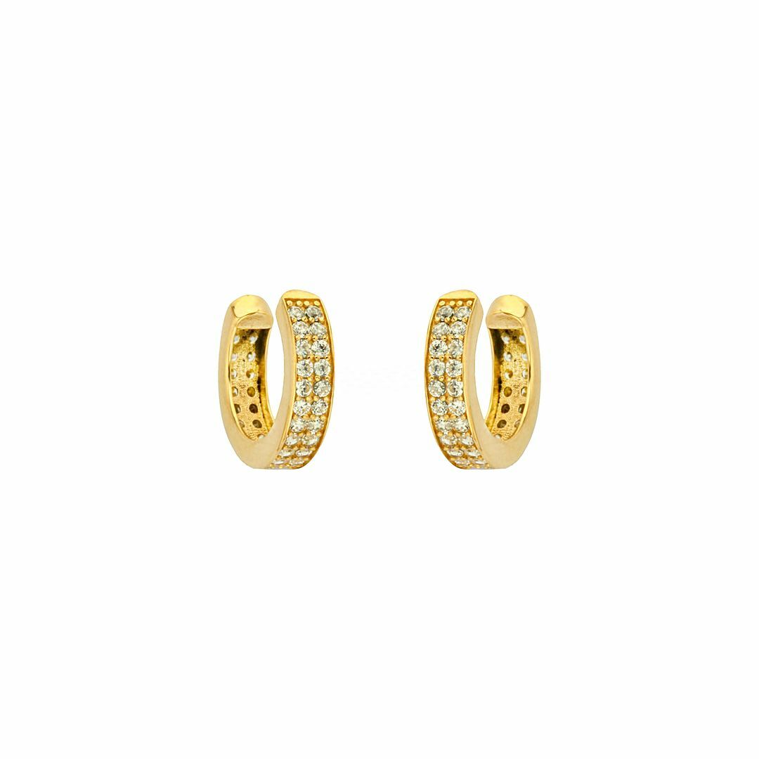 14K Gold Double Layer VS/F-G Diamond Ear Cuff Trendy Handmade Earrings Jewelry
