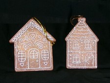 Gingerbread House Cookie Christmas Ornament LOT of 2-Resin-New