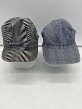 Lot of 2 Vintage Train Conductor Blue Striped Hats Caps Youth Large Costume