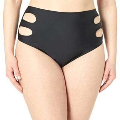 Amazon Brand Coastal Blue Plus Size Bikini Bottom, Ebony, 1X (116-18 Plus 