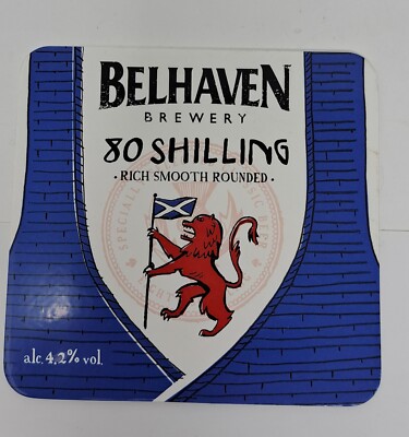 Belhaven Brauerei 80 Schilling Bierdeckel Untersetzer Scottish Ale Pub Bar Sammlerstück