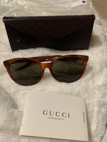Gucci Brown Mustard Acetate Round Sunglasses GG3833/F/S 434093 - Picture 7 of 8