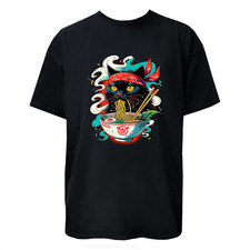 Black Kitty Cat Eating Ramen Noodles Graphic T-Shirt / Hoodie / Sweatshirt