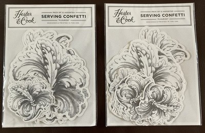 24 Pc (2 Pkgs) Hester & Cook SERVING CONFETTI Table Flourish Scrolls Decorations