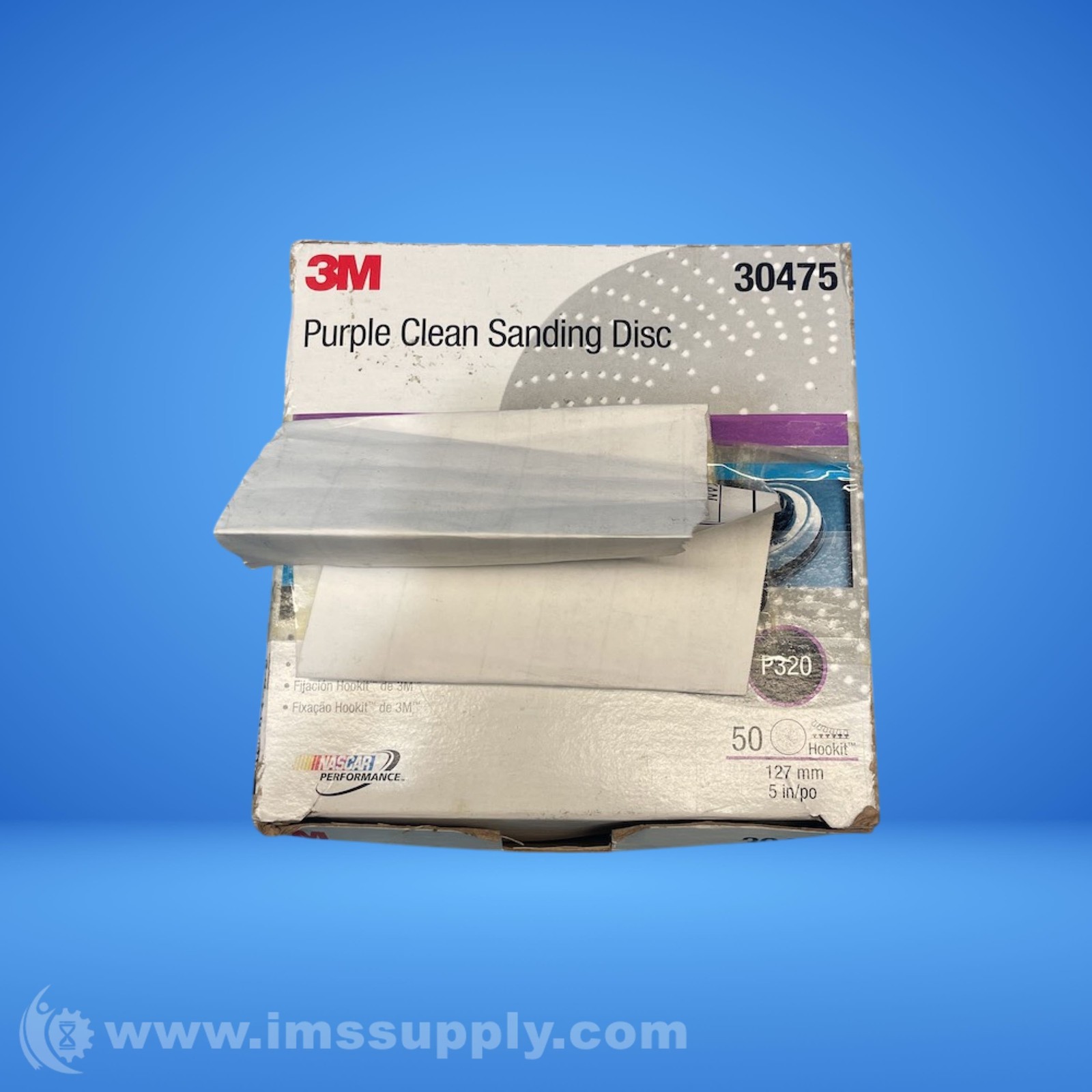 3M 30475 Box of 50 Hook &amp;amp; Loop Purple Sanding Discs FNFP