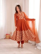 New Collection Crunchy Silk Anarkali Suit With Dupatta For Wedding  Party Wear
