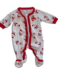 Carter's Christmas Santa Footed Sleeper One-Piece Snap, 0-3M White/Red