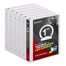 Sturdy 3 Ring Binder 1 inch with Clear View Cover, 1 View Binder Holds 200 Sheet