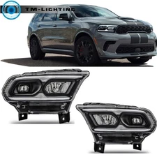 For Dodge Durango 2021 2022 2023 Headlight Headlamp Right+Left Black Full LED