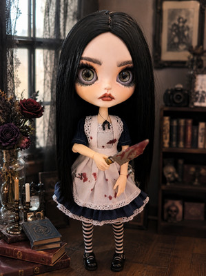 Alice Madness Returns Inspired Blythe Doll Custom OOAK Gothic Horror Art 1/6 BJD