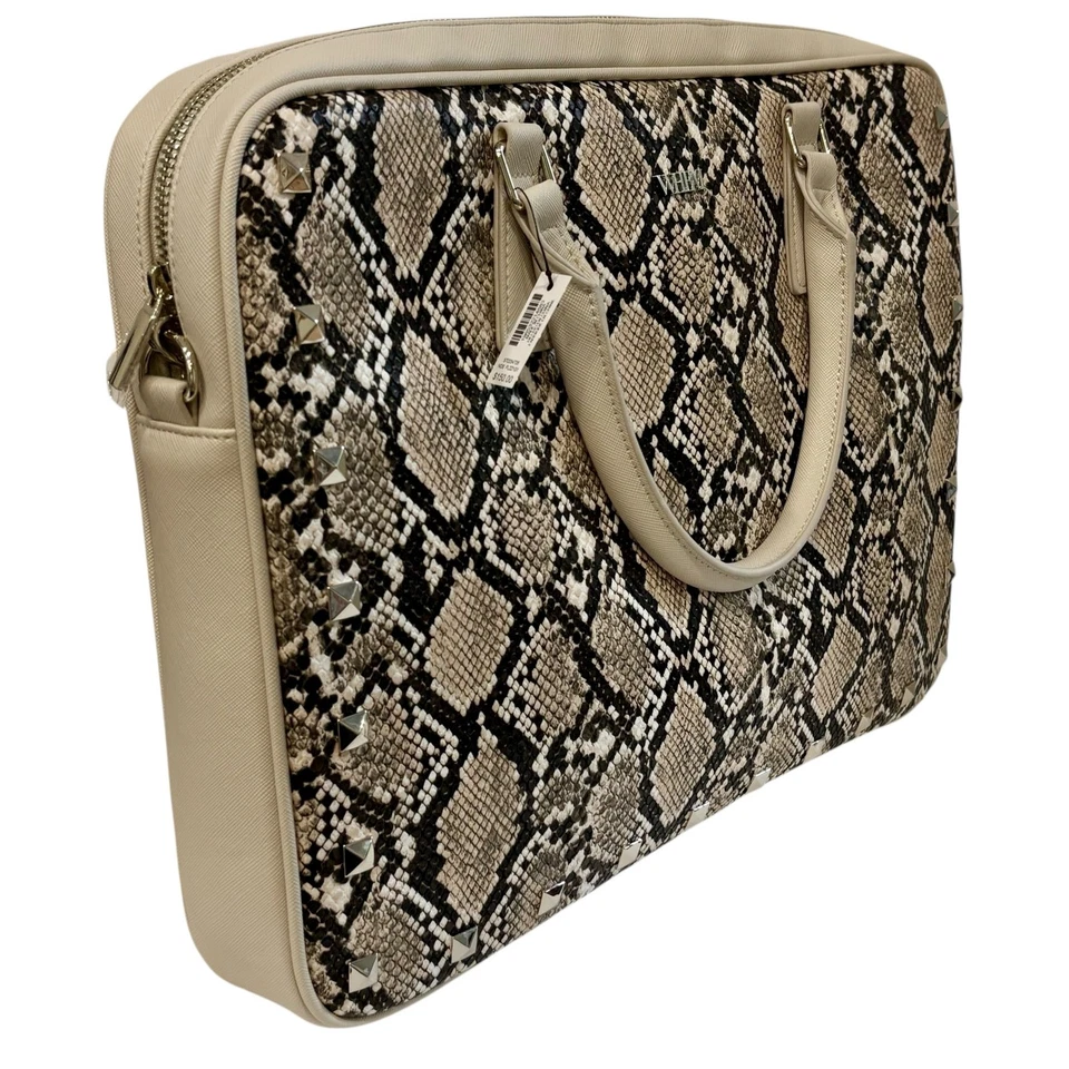 Bolso de Mano para Laptop de Piel de Serpiente Mercado Blanco Casa Negra Nuevo con Etiquetas • Original $150 • Con Bolsa para el Polvo Foto 2 de 4