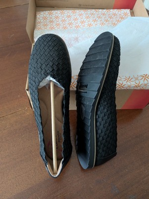 NIB Comfortiva RIYA black Elastic Basketweave Loafers Shoes size 9 Medium Width