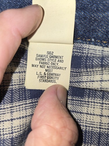 RARE SAMPLE SS2 Levi's Vtg Blanket Lined Denim Jacket W/ Inner Pocket Sz Large - Afbeelding 11 van 12