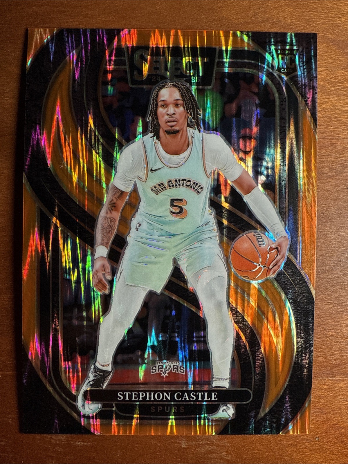 2024-25 Select Stephon Castle RC #175 Premier Orange Flash Prizm Spurs