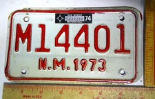 1973 New Mexico motorcycle license plate old biker garage collectible NM MC tag
