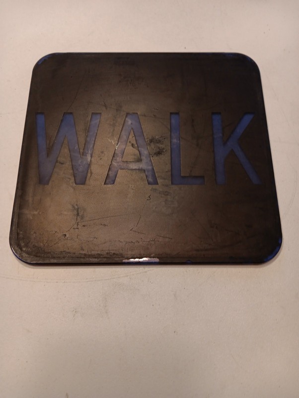 Vintage MGN, Acrylic Crosswalk Sign " Walk" Traffic Signal Light Lens 9 3/8