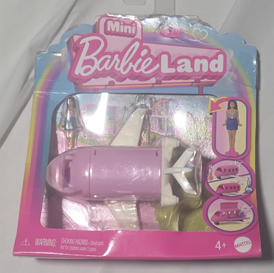 Mattel Barbie Mini BarbieLand Pink & White Airplane Vehicle Set 2in HYF40-0910