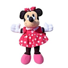 Vintage Mattel Arcotoys Minnie Mouse Plush 9" Polka Dot Dress Disney Stuffed Toy