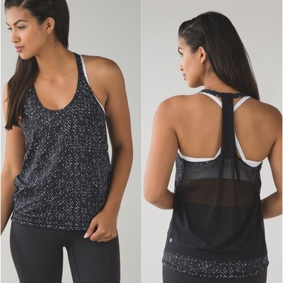 #ad Lululemon Drop It Like It’s Hot Tank Butterfly Texture Black White Size 8 $17.49