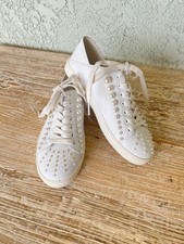Stuart Weitzman Goldie Leather Lace-up Pearl Convertible Bridal Sneakers 5.5