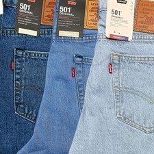 Pantalone jeans denim Levis 501 uomo originale regular fit gamba dritta fondo nuovo.