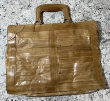 Vintage 60s Genuine Eel Skin Purse Bag Cream Color Hand Bag Lined Soft Leather