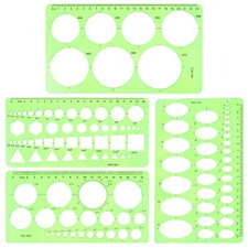 Circle Template for Drawing Drafting, 4Pcs Plastic Circle/Oval/Triangle Large