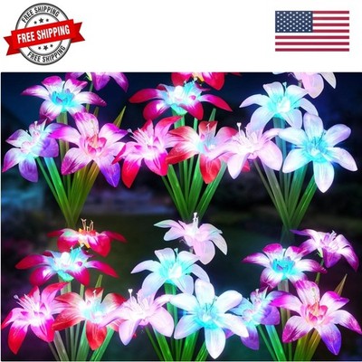 2025 Upgraded Solar Lights Outdoor 6 Pack, Solar Garden Lights with 24 Bloomi...