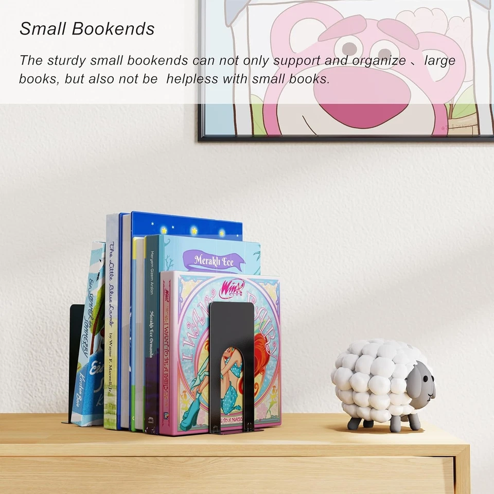 6 piezas sujetalibros de metal de alta resistencia para estantes tapones de libros para biblioteca oficina en casa Foto 3 de 4