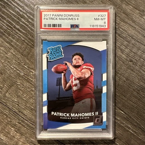 Patrick Mahomes 2017 Panini Donruss #327 Rated Rookie RC PSA 8 Chiefs