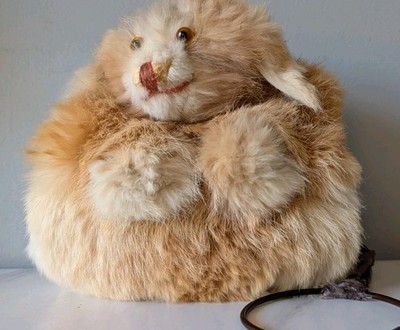 Real Fur Vintage Kids Hand Muff Cat